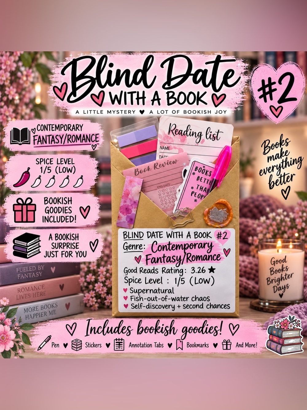 Blind Date With A Book #2 - Contemporary Fantasy/Romance Book & Accessories